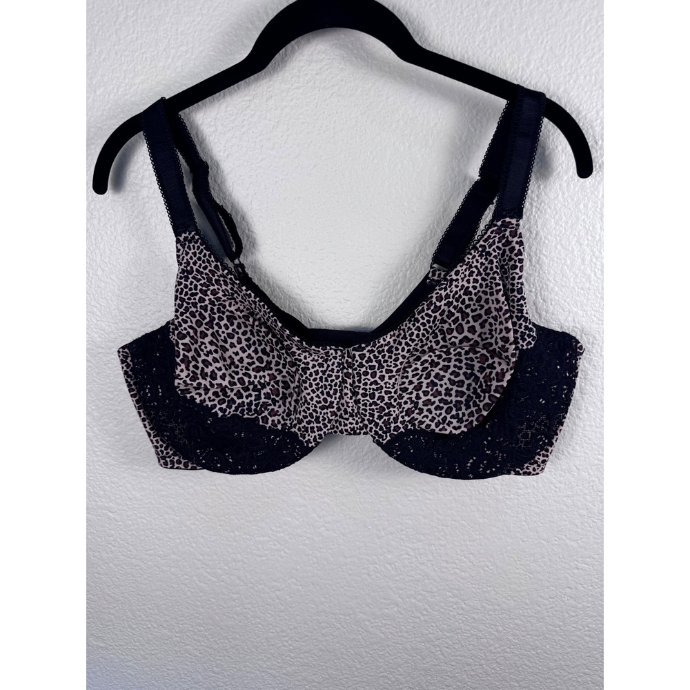 Olga Bra Womens 40DD Leopard Animal Print Lace Trim Underwire Lingerie Sexy